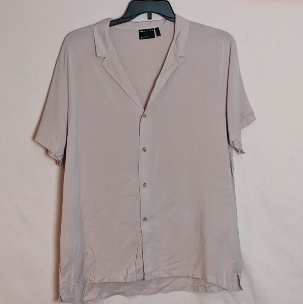 ASOS Light Pink Short Sleeve Button Up Lightweight Shirt size Large